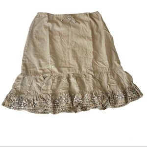 NEW Da-Nang women’s embroidered ruffle hem midi skirt size medium silk cotton